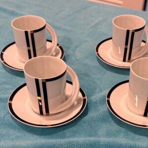 Flat Demitasse Cup & Saucer Set Nera by Rosenthal - Continental Set of 4